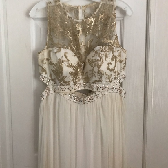 White and Gold Prom Dress - Picture 5 of 8